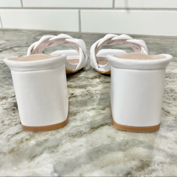 NIB SHEIN White Braided Strap Block Heels Slide Mules Heels Size 6 - Picture 10 of 13